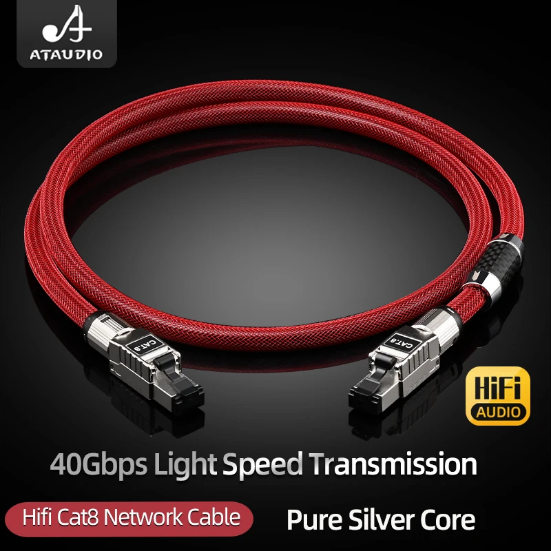 Kabel sieciowy czyste srebro HiFi CAT.8 dla ANSI/TIA-568-C.2-1 kabel Ethernet 40 gb/s 2000MHz sklejka sieciowa kabel Audio RJ45