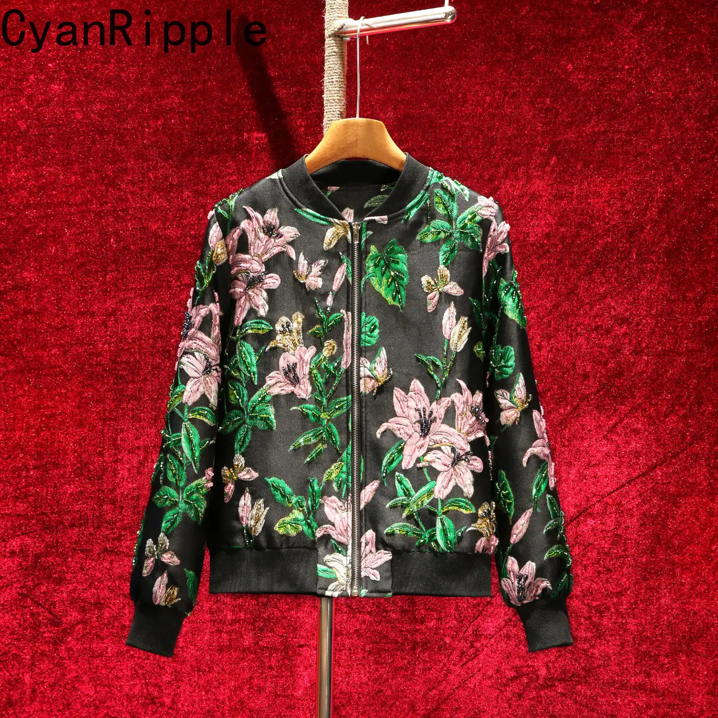 High Quality Vintage Embroidery Jacquard Stand Collar Baseball Jackets 2026 New Autumn Luxury Beading Full Sleeve Cardigans Coat