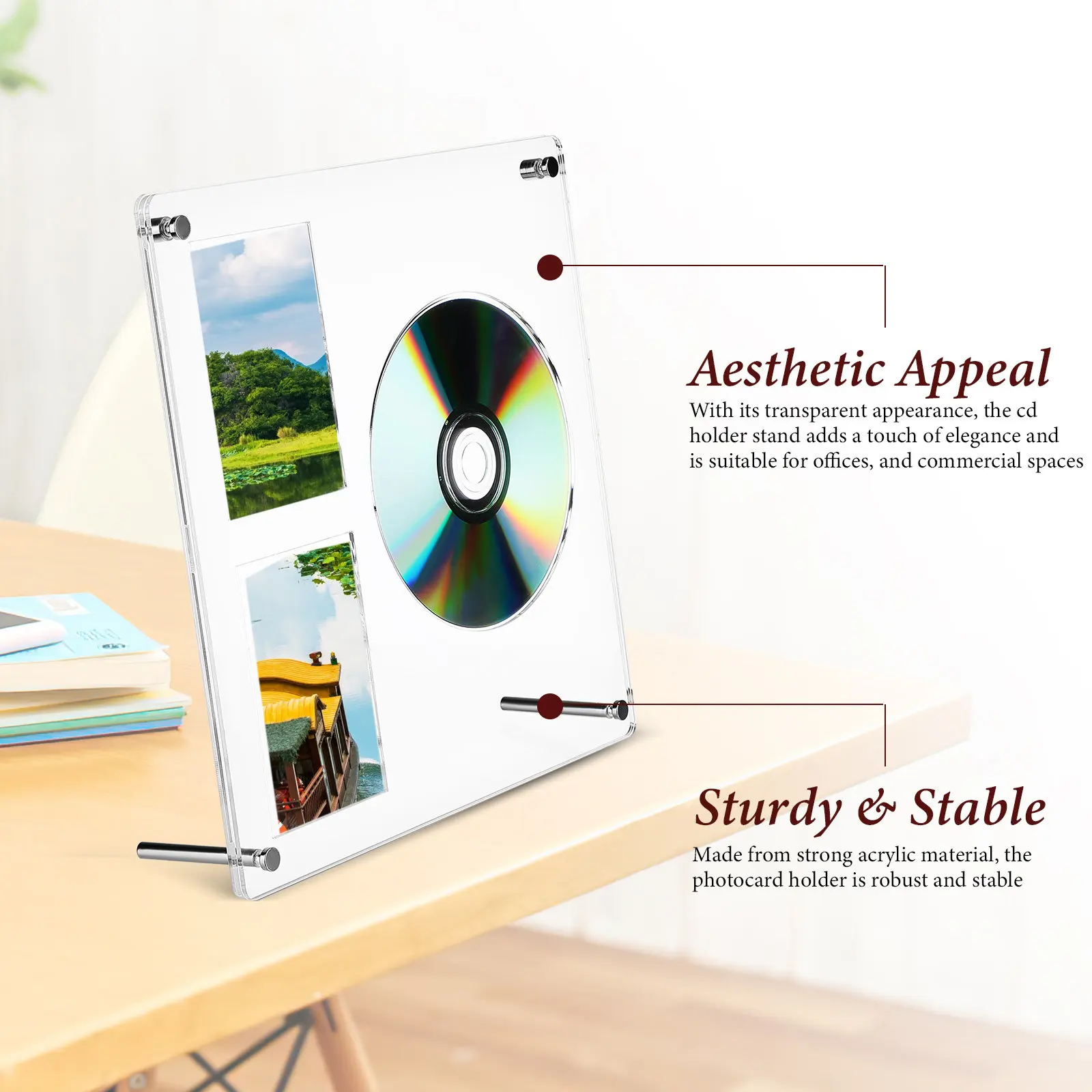 Kpop Photocard Holder Cd Display Frame Acrylic Clear Stand Rack for Tabletop Shelf Desktop Multifunctional Space Saving Sturdy