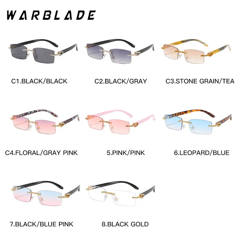 Retro Small Rectangle Rimless Sunglasses Men Women 2025 Luxury Brand Frameless Sun Glasses For Male Vintage Eyewear Shades UV400