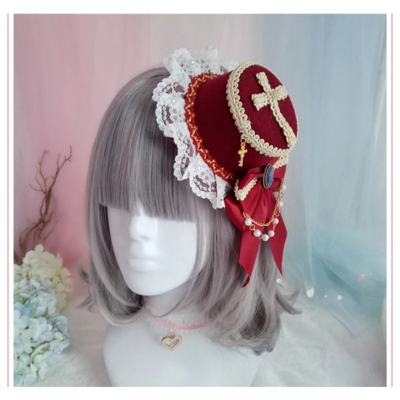 Lolita Purple Wine Red Dress Top Hat Can Be Paired with Baby JSK Soft Girl Cosplayer Exhibition Hat Lolita