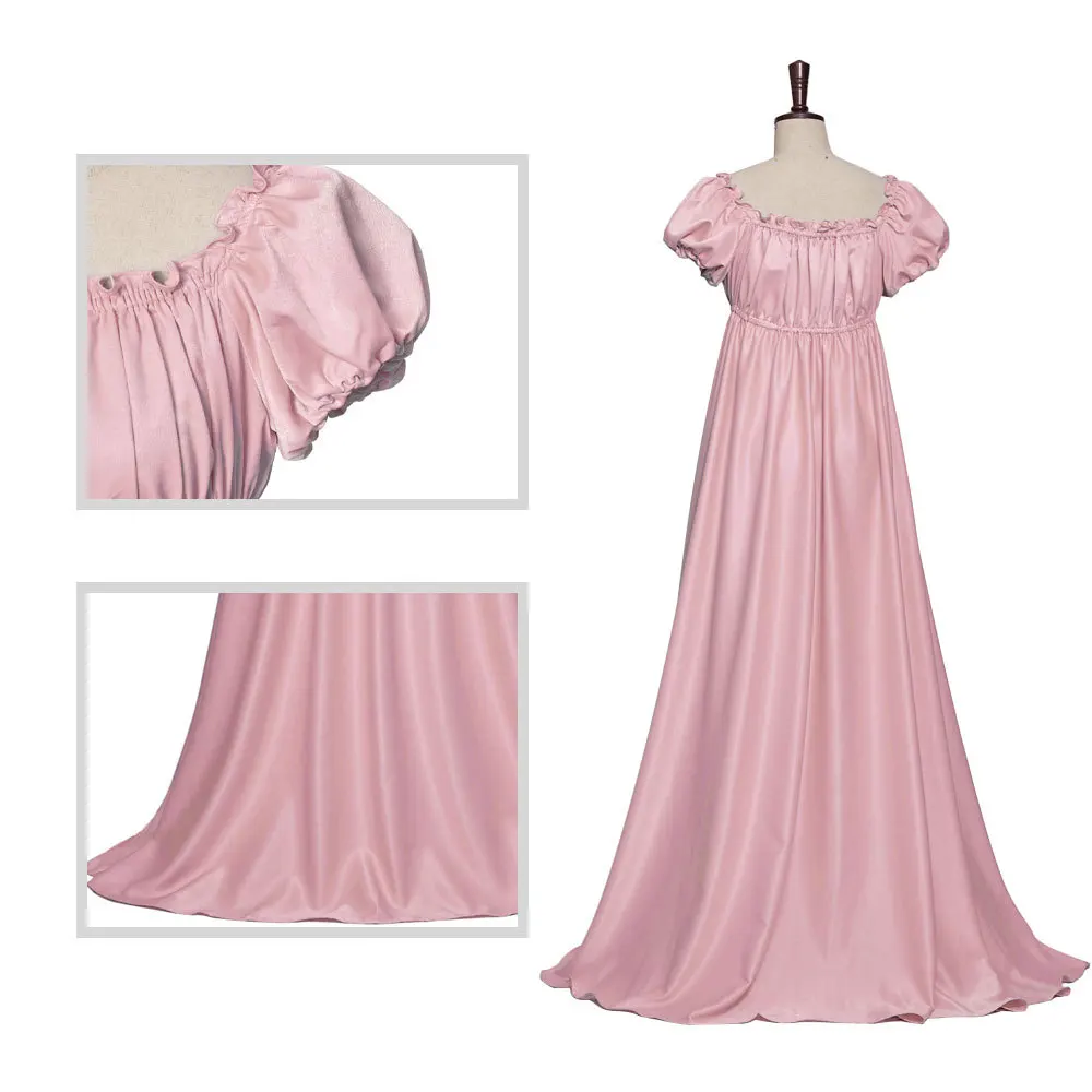 Medieval Party Gown The Regency Style Short Sleeves High Waist Maxi Dress Jane Austen Robe Cosplay Costume