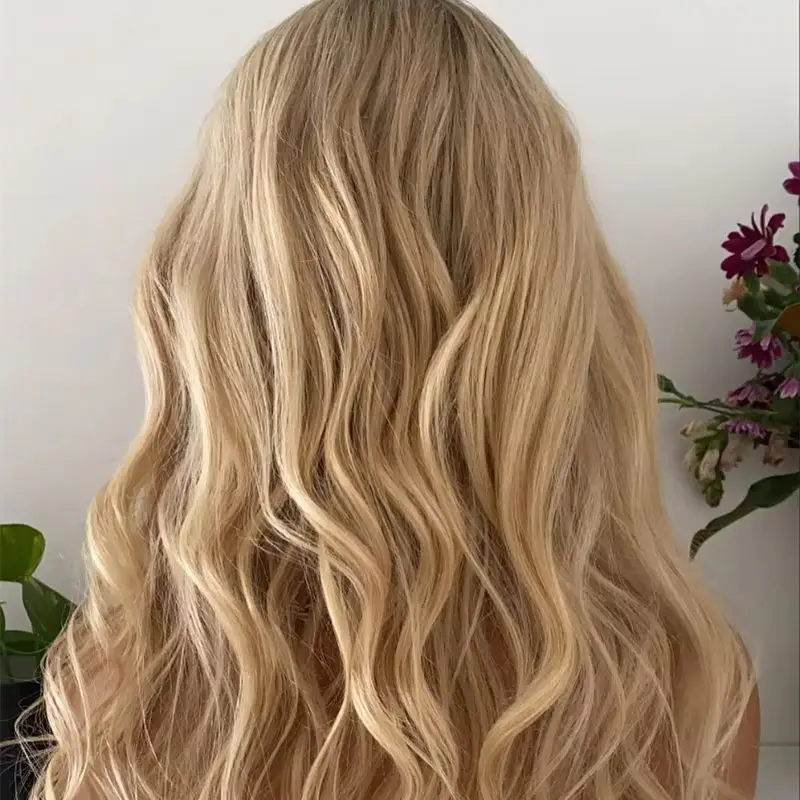 Perruque Body Wave Lace Front Wig sans colle naturelle-Dark Roots, cheveux blonds platine ombré, 13x4, HD, perruque Lace Wig transparente, 100% cheveux humains, pour femmes