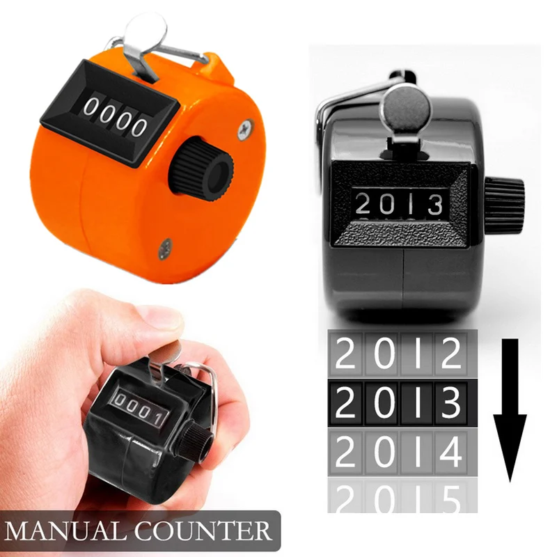 4 Digit Number Counters Hand Clicker Manual Counting Tally Clicker Timer Soccer Golf Counter Digital Tally Counter