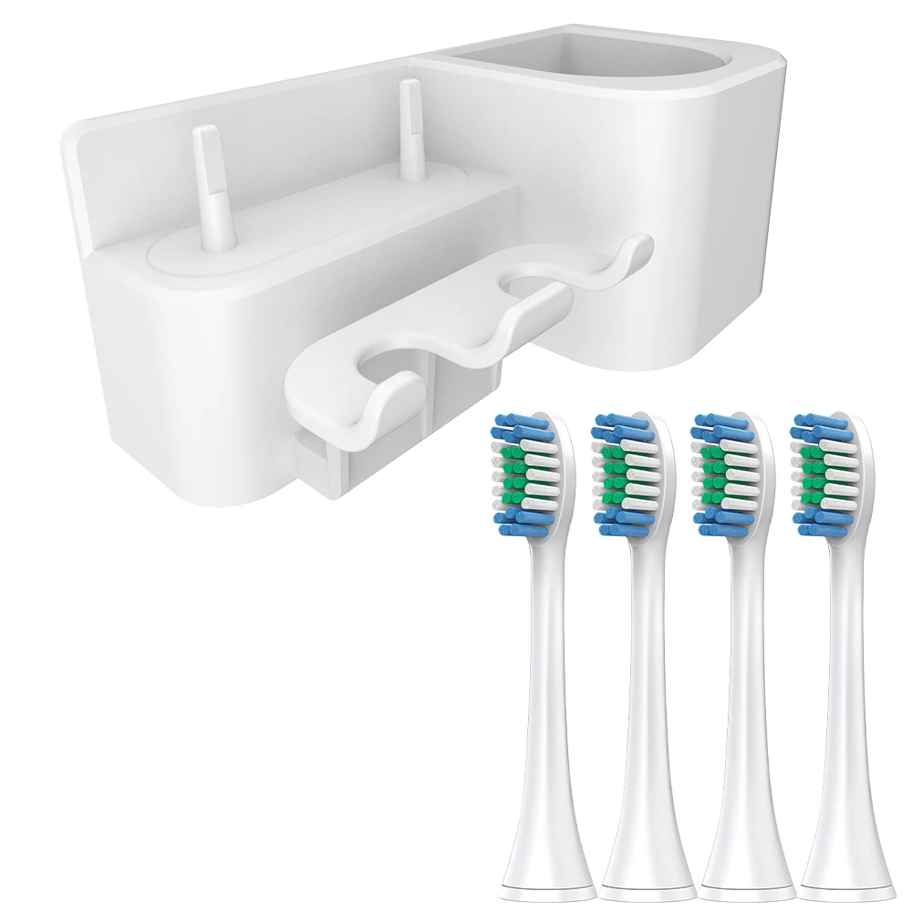 Replacement Brush Heads & Wall Mounted Toothbrush Holder/Bathroom Organizer Compatible with Philips Sonicare Electric Toothbrush