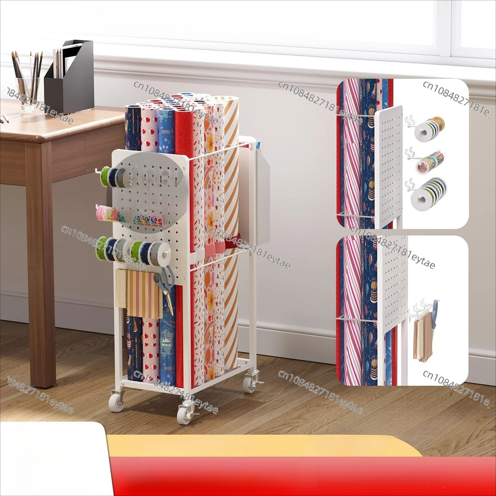 Etagere-de-rangement-pour-emballages-cadeaux-chariot-de-rangement-pour-papier-d'emballage-support-pour-rubans-support-pour-rapports