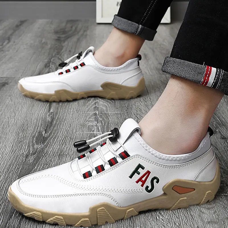 Men Loafers Flat Shoes PU Round Shape Keep Warm Waterproof and Non Slip Breathable Lace Casual Sports Sneakers