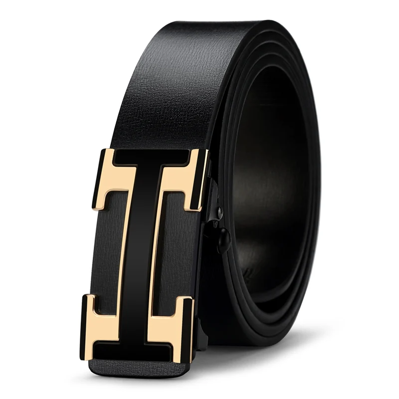 2024 décontracté célèbre largeur 3.4cm marque ceinture hommes Top qualité en cuir véritable ceintures pour hommes bracelet de luxe mâle métal boucle automatique