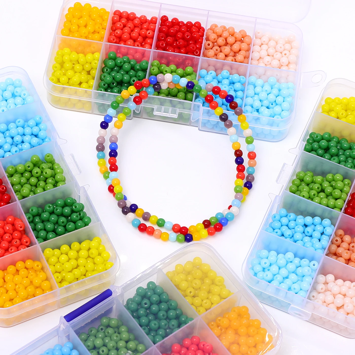 4.5mm/1000pcs Mix Color Glass Beads For Handmade DIY Bracelet Necklace Jewelry Making Supplies Decorative Beads Accessories