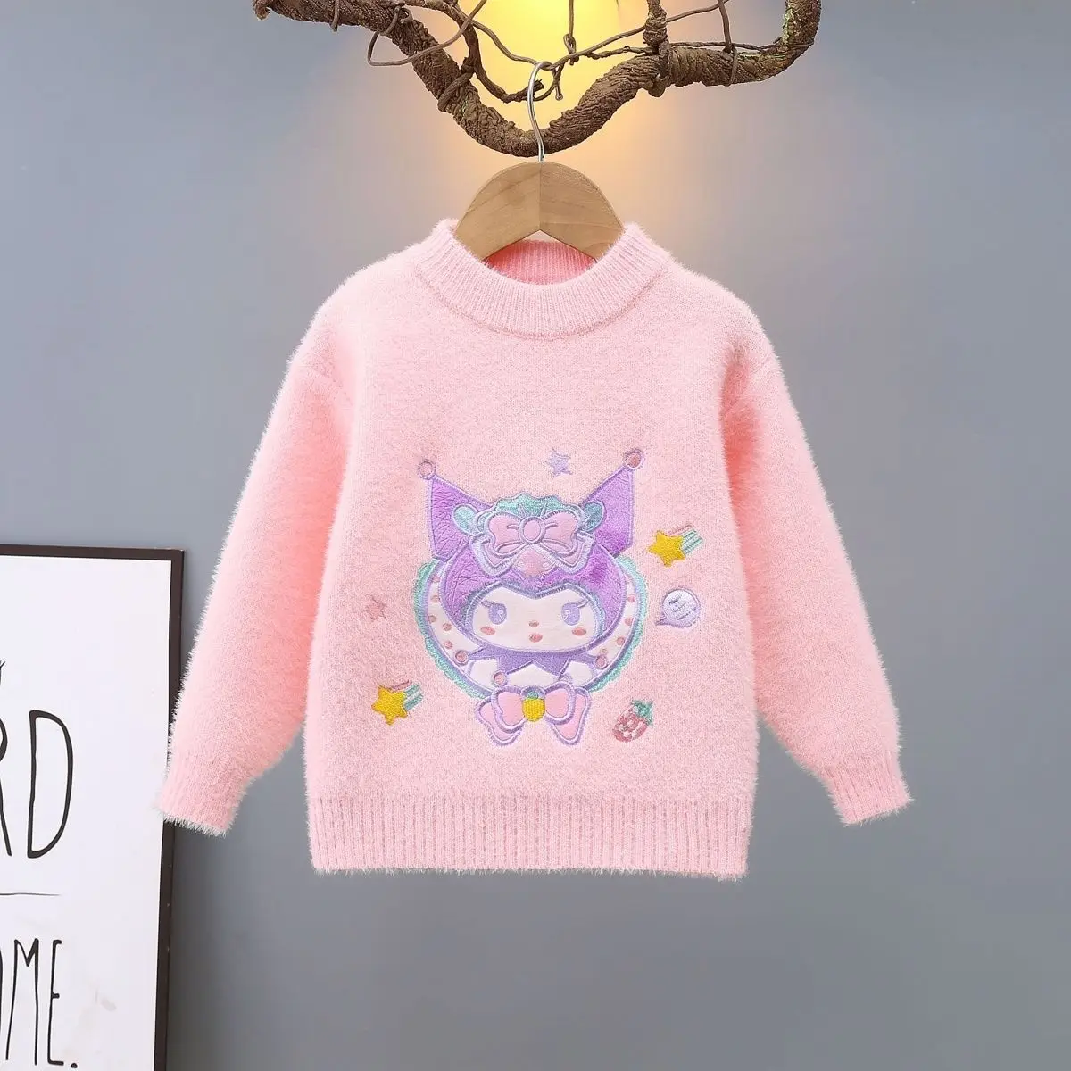 

Kawaii Sanrio Cinnamoroll Kuromi Sweater Autumn/Winter Children's Knitted Sweater Cartoon Cute Thick Student Sweater Girls Gifts
