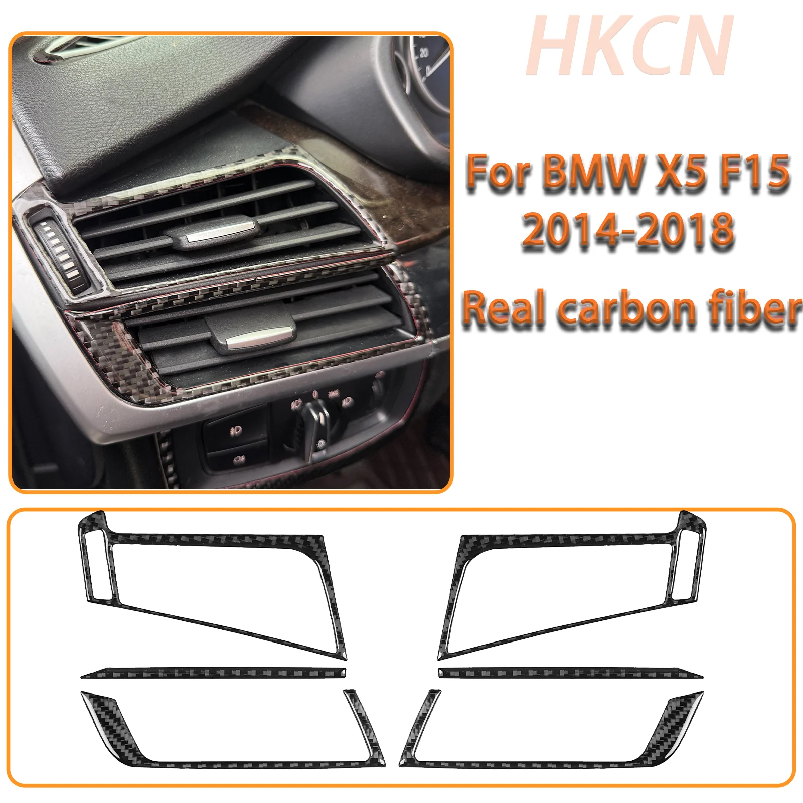 For BMW X5 F15 2014 2015 2012017 2018 Car Rear Top Side Panel Rear Spoiler Side Trim Carbon Fiber Interior Accessory Stickers