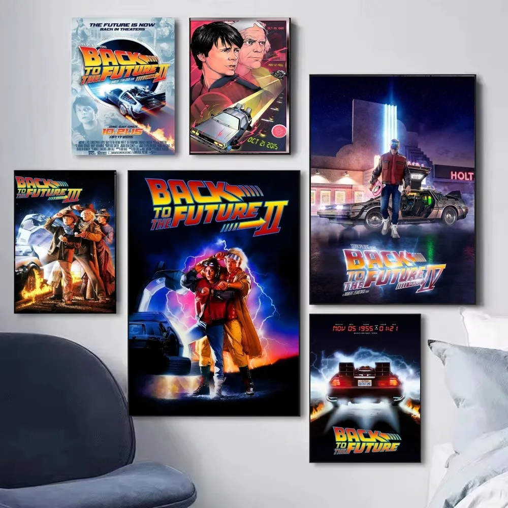 Póster de película de Regreso al futuro, pegatinas artísticas, murales de pared, decoración de sala de juegos, regalos, pintura HD Kawaii, coches de gato