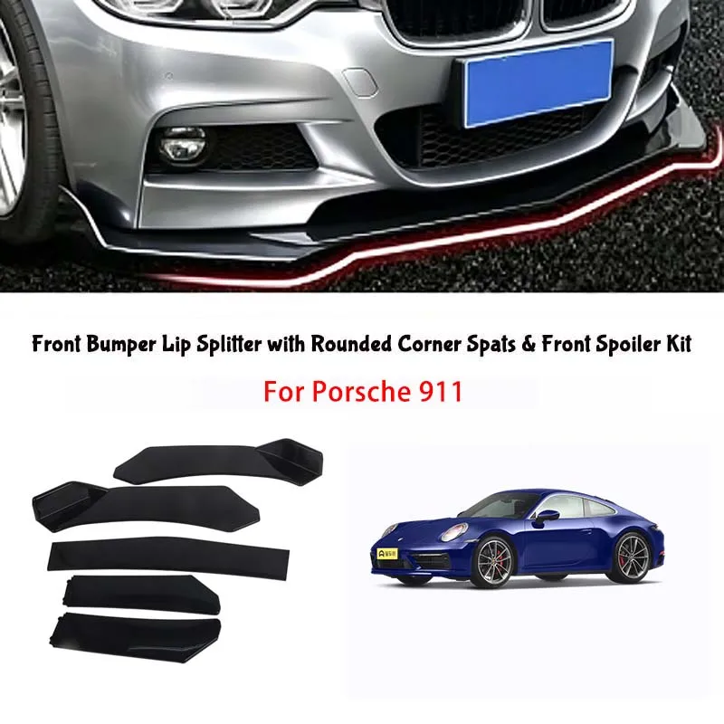 5-Segment Adjustable Front Bumper Lip Splitter Body Kit For Porsche 911