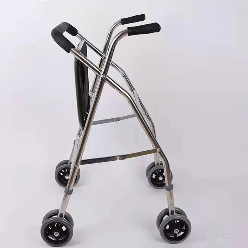 Elderly Push Walker Thick Cushion Seat Height Adjustable Sturdy Frame Comfortable Mobility Aid Durable Senior Walker