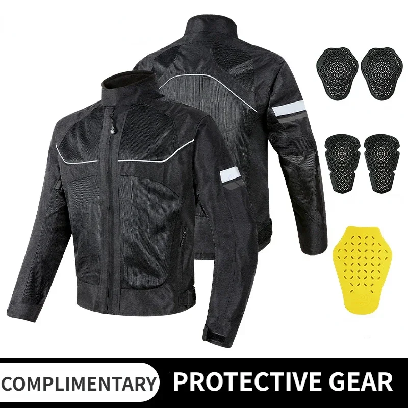 Summer Motorcycle Cycling Jacket Men Riding Racing Protective Clothes Women Anti-fall Reflective Bike Cycle Coat Mesh Breathable