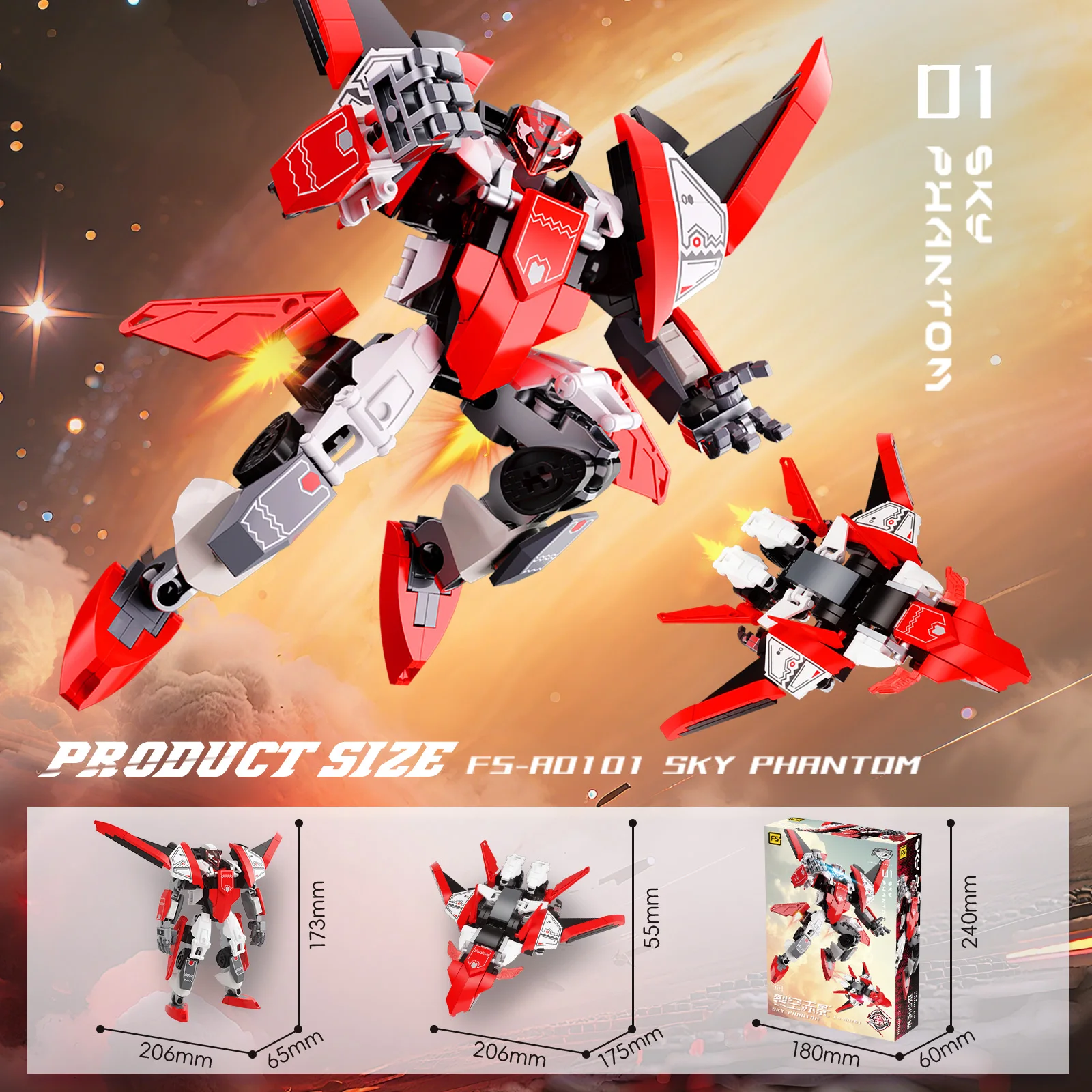 F5 Creative Aircraft Transformation Robot Building Block Set Fighter Mecha Model Building Block Ornaments Boys Toy Birthday Gift