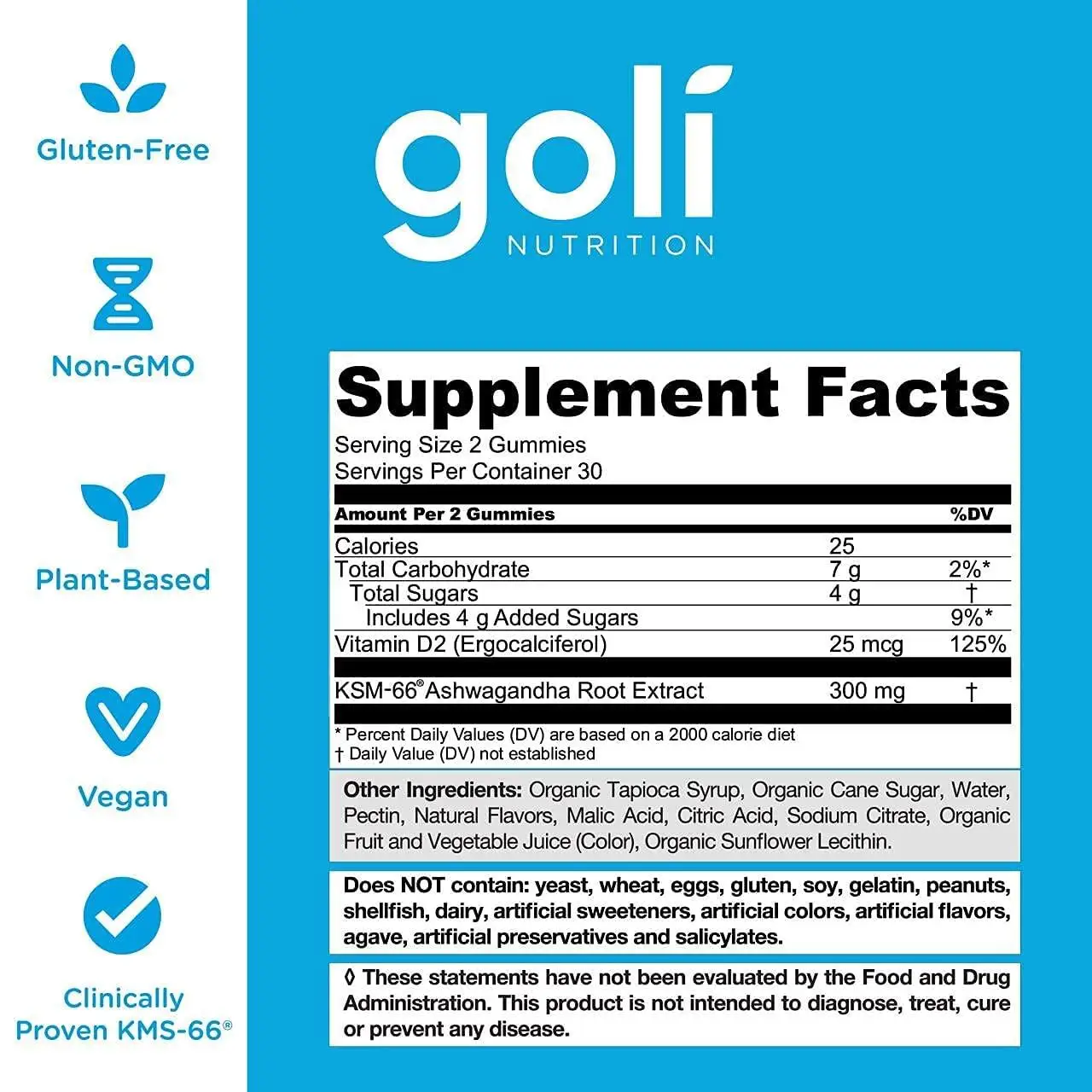 Goli Ashwagandha & Vitamin D Gummy - 60 Count - Mixed Berry, KSM-66, Vegan, Plan