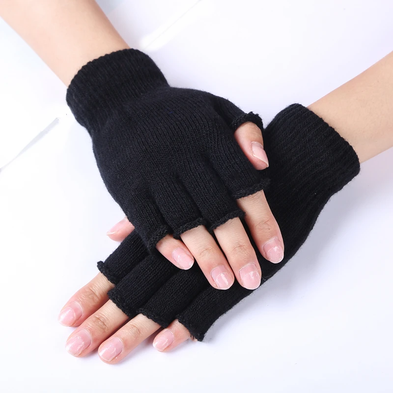 1pair Women Men Fingerless Gloves Mitten Knitted Autumn Winter Touch Screen het Half-Fingers Adult Warm Winter