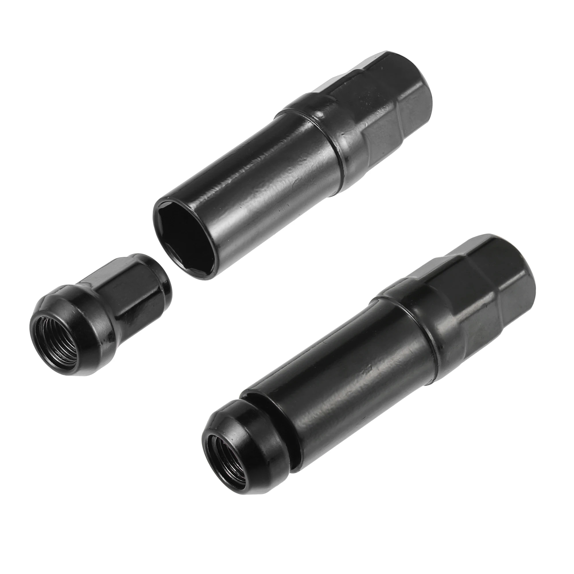 UXCELL Wheel Lug Nut Cone Seat 32mm Screw with Socket Key Black 1 Set M12x1.25 Heptagon Lugnuts