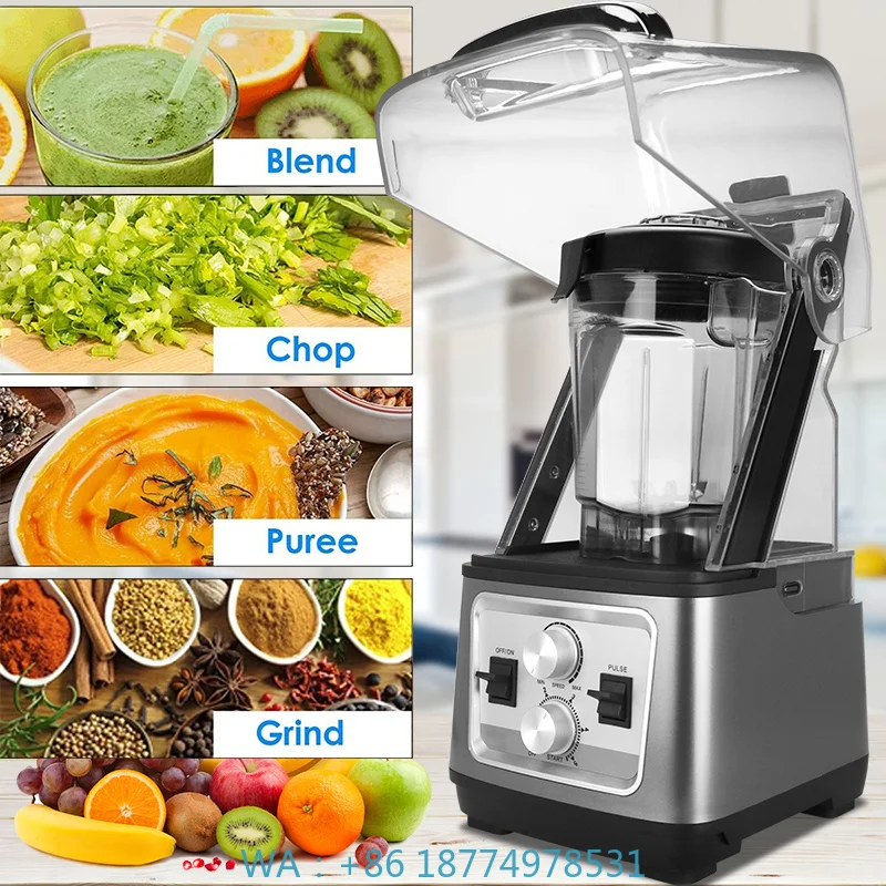 2L Multi-functional Heavy Duty Beverage Mixing Station, Commercial Table Layout With Sound Cover for Smoothie & Milkshake