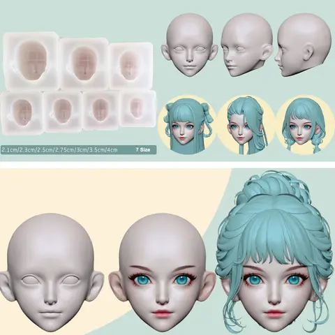 A Variety of Sizes Correct Proportion Polymer Clay Figure Silicone Face Mold DIY Animation Cartoon Character Face Making Mold
