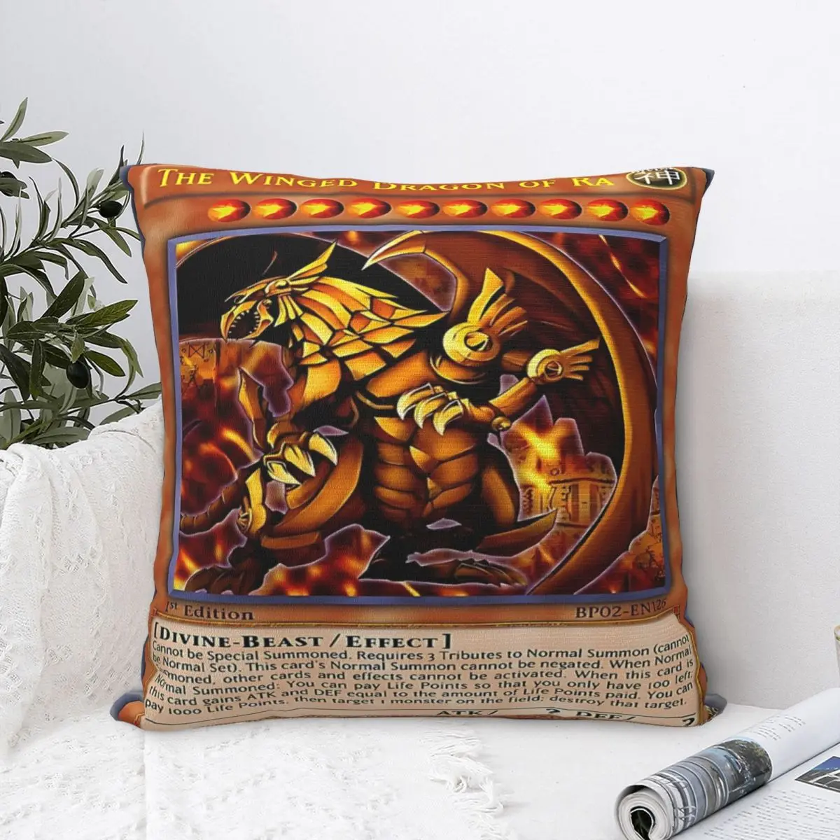 Warm Living Room Yu-Gi-Oh The Winged Dragon Of RaDecorations Pillowcases Merch Pillow Covers Square Multi Size