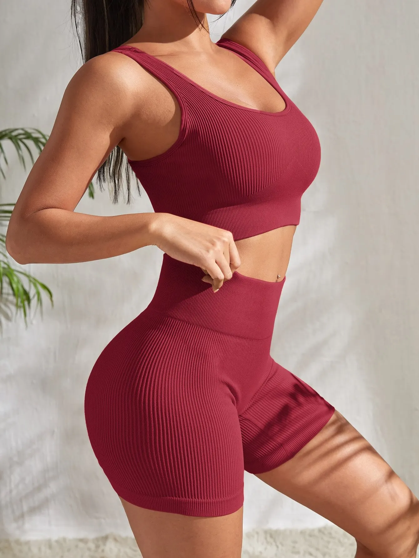 Ensembles de yoga 2 pièces sans couture pour femmes, costume de gymnastique, court, précieux short taille haute, tenues de fitness et de course