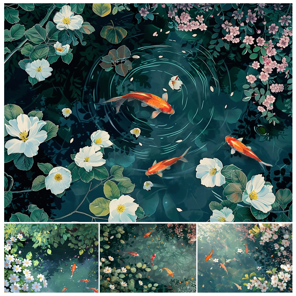 1pc Kit de Peinture par Numéros Sans Cadre, Paysage de Lotus, Poissons Rouges et Animaux, sur Toile, pour Art DIY et Décoration Intérieure