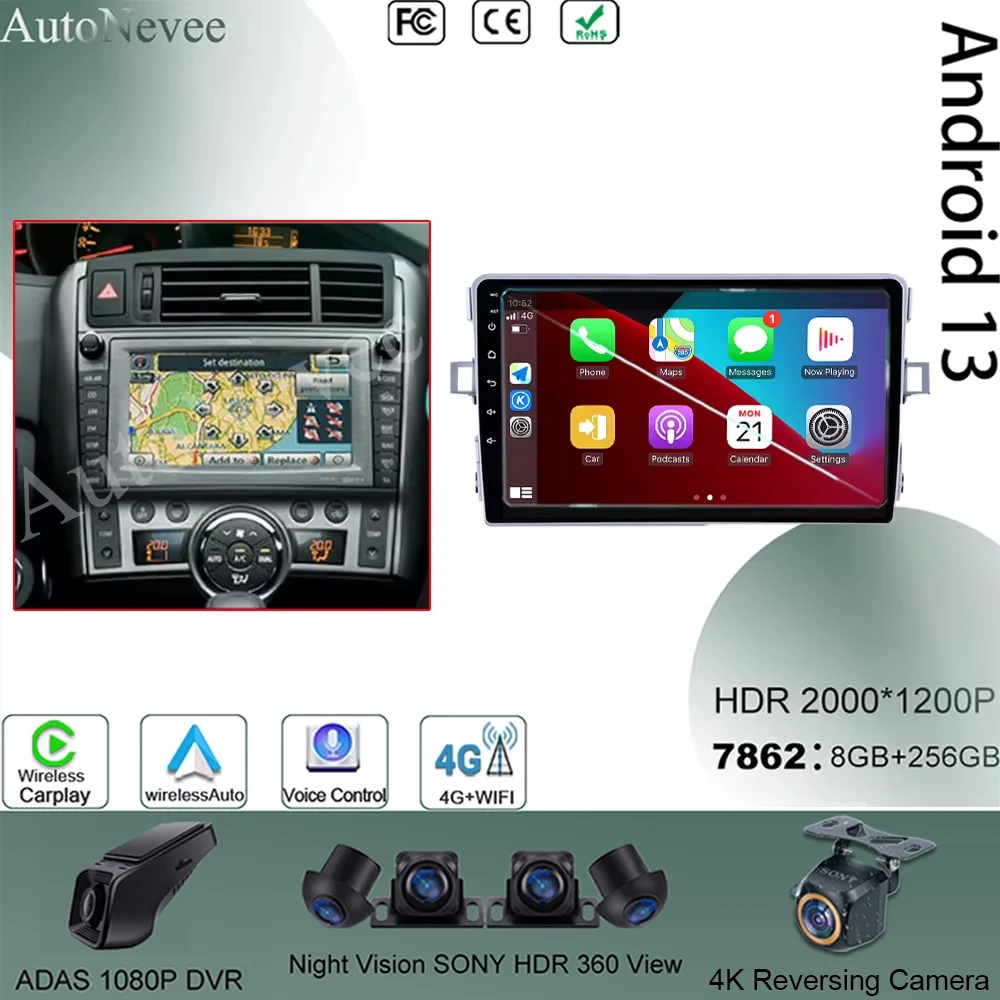 

Android 13 Multimedia Player For Toyota Verso R20 2009 -2018 Car NO 2Din Radio Stereo GPS Bluetooth WIFI Touch QLED Screen DSP