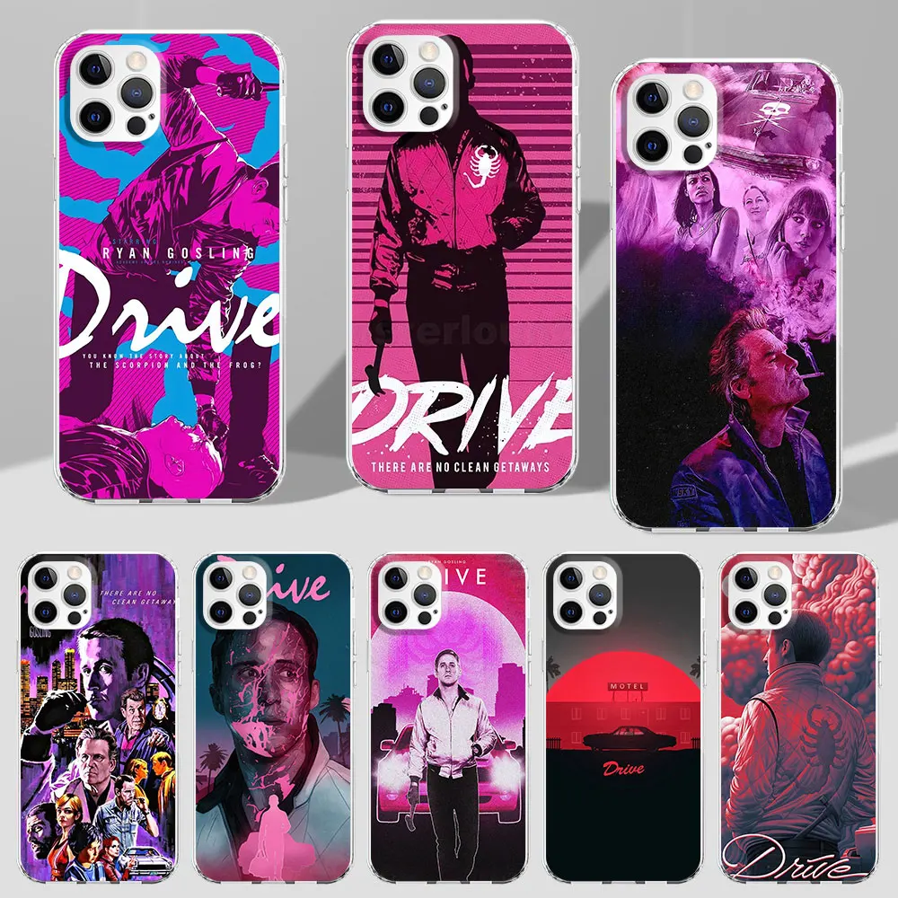 Movie Drive Ryan Gosling Art Case for Apple iPhone 11 15 Plus 13 12 Mini 7 8 X XS XR 14 Pro Max Transparent TPU Soft Phone Cover