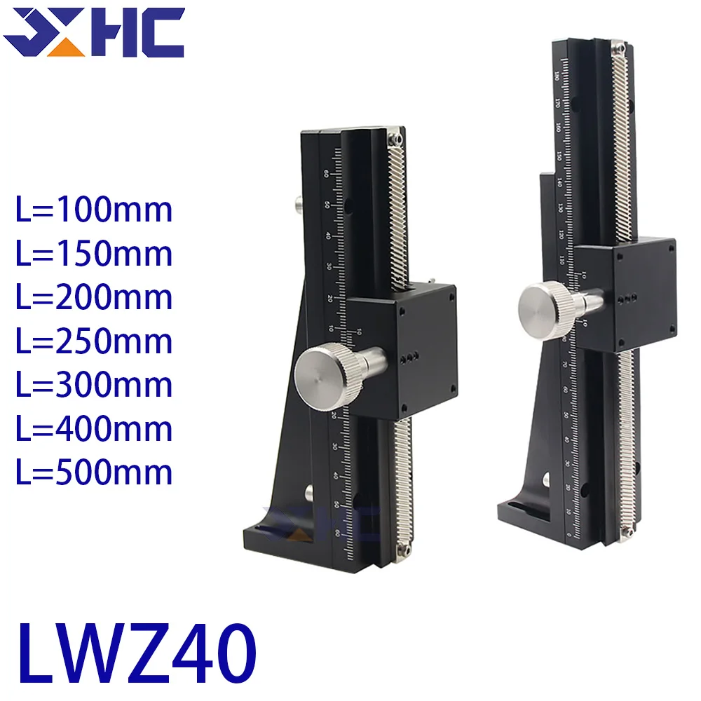 Z Axis LWZ40 L=100-500mm Dovetail Groove Linear Long Stroke Fine-Tuning Sliding Table  Manual Displacement Trimming Platform