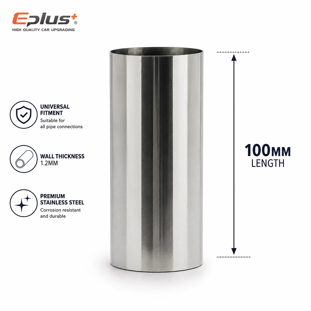 Universal 304 Stainless Steel Straight Tube 100mm Length 1.2mm Wall OD 10-89mm Round Pipe Connector Metal Tube Adapter