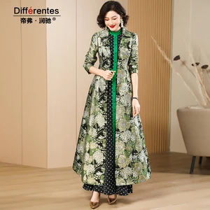 Frühlingsherbstinnen Frau Jacquard Jacke Girls Long Coat Blumen Outwear Trench Mode -Ärmel Long Outwear Track 10 Hauptverkaufsverkäufe hauptsächlich floral - №10