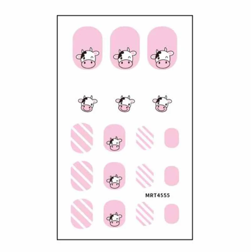 Bambini ragazze Nail Art adesivi fai da te bambini Cute Cartoon Nail decalcomanie stampa sicura su adesivo copertura completa Nail Wraps Party unghie finte