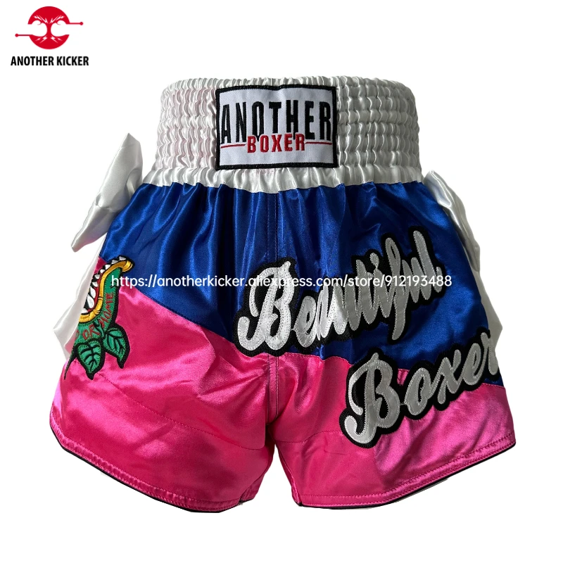 

Шорты для тайского бокса для мужчин, женщин и детей, тайские шорты для тайского бокса, кикбоксинг, тренировочные брюки с бантом, боевые искусства, боксерское оборудование