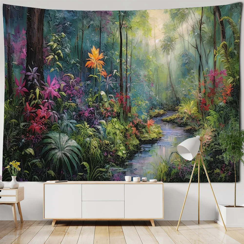 

Psychedelic plant tapestry tropical rainforest wall hanging cartoon dormitory living room bedroom art decoration tapestry