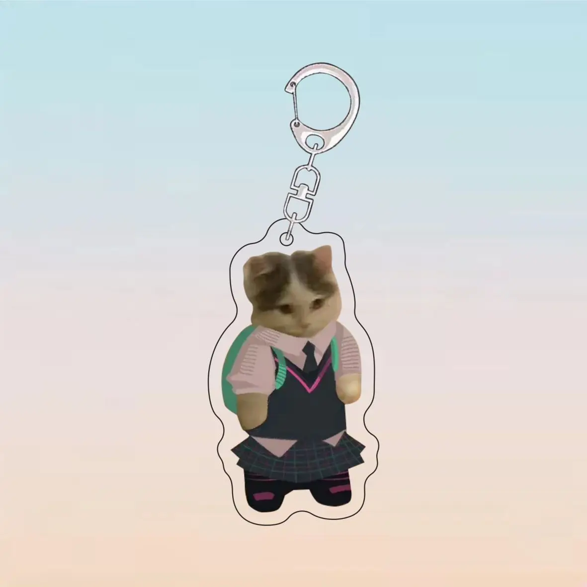 2024 Keychain For Bags Cat Meme Super Cat Warrior Cat  Fun Student Gift Anime Keyring Cute Things Cheap Gift For Best Friend