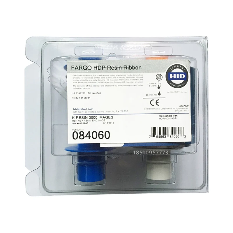 Card Printer Resin Ribbon 84060 Black Ribbon K 3000 Prints 084060 for Hid-Fargo HDP5000 HDPii