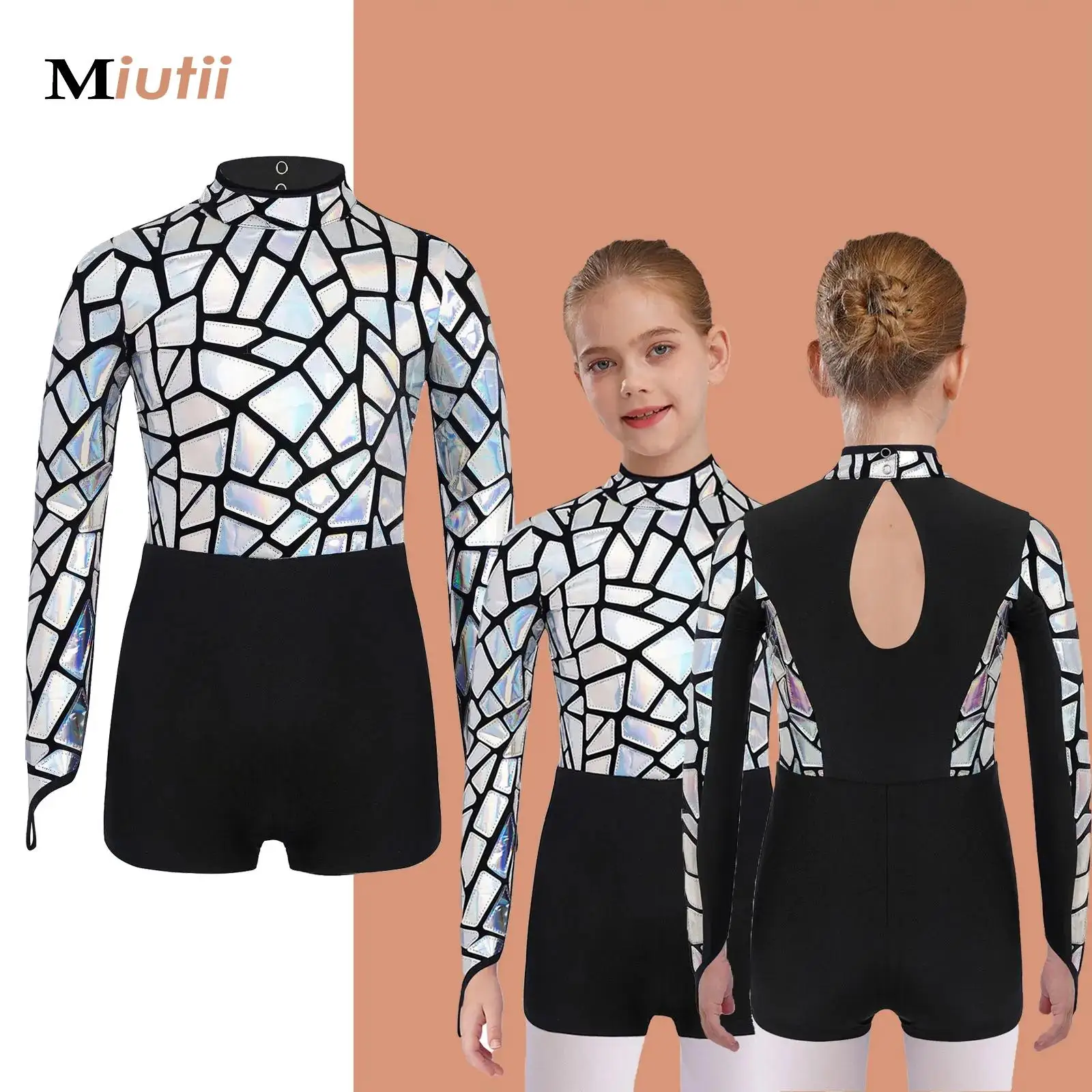 

Mirrors Ballet Dance Leotard for Kids Girls Rhythmic Gymnastics Nightclub Party Performance Dancewear Long Sleeve Jazz Jumpsuit