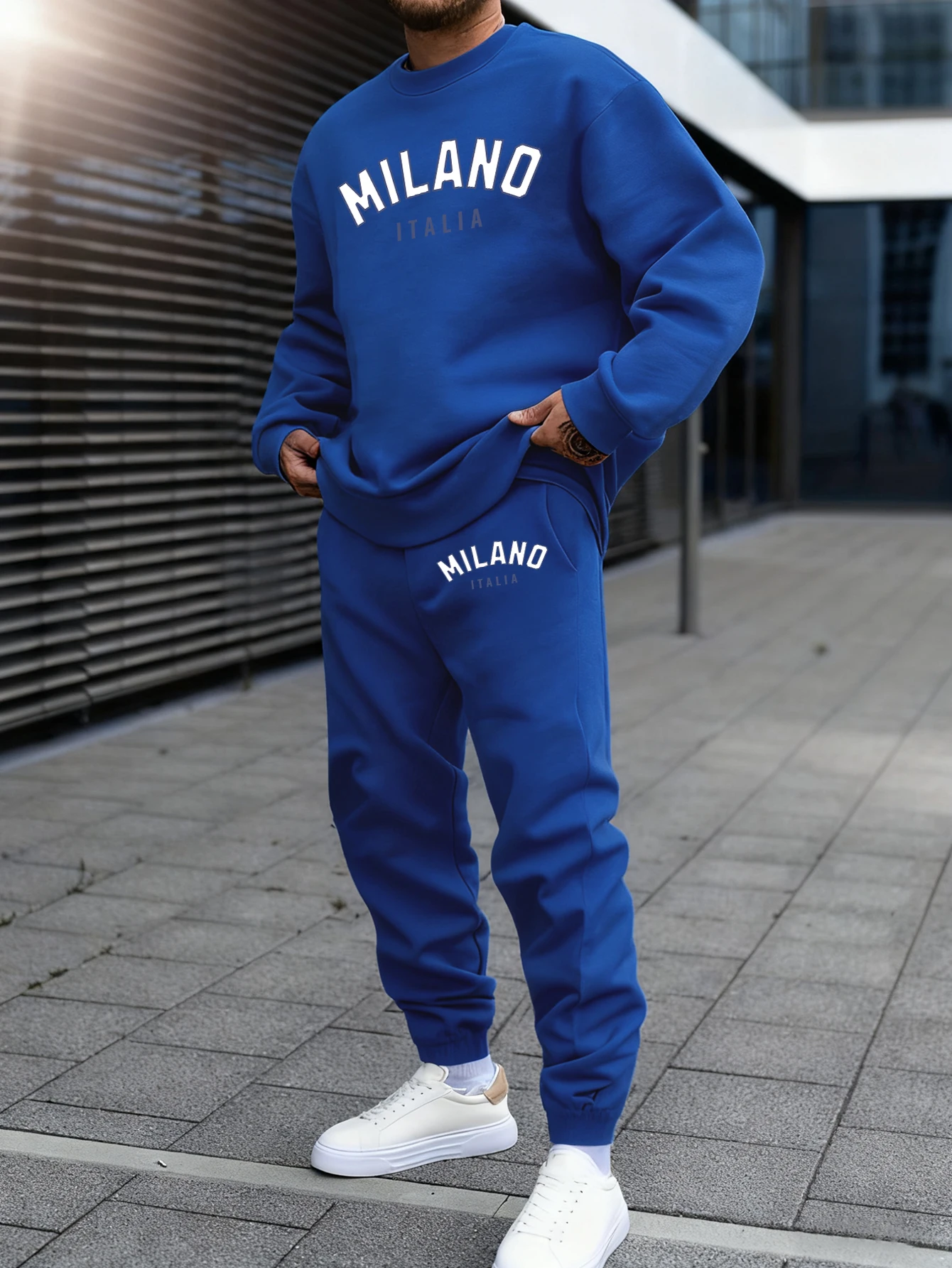 Milano Italia Brief Drucken Grundlegende Einfache Sweatshirt Set Männer Herbst Hip Hop Pullover Crewneck Fleece Kleidung Casual Jogging Hosen