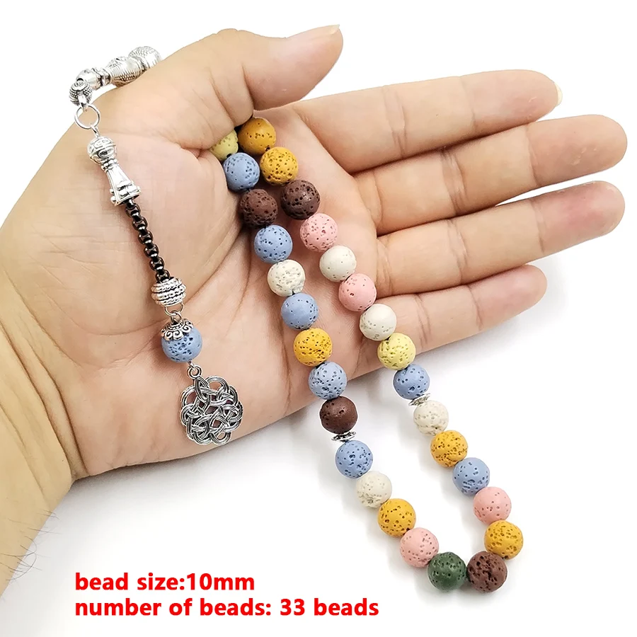 Tasbih coloured lava stone 33 45 51 99 100 prayer beads Muslim gift bracelet islamic rosary arab faction accessories misbaha