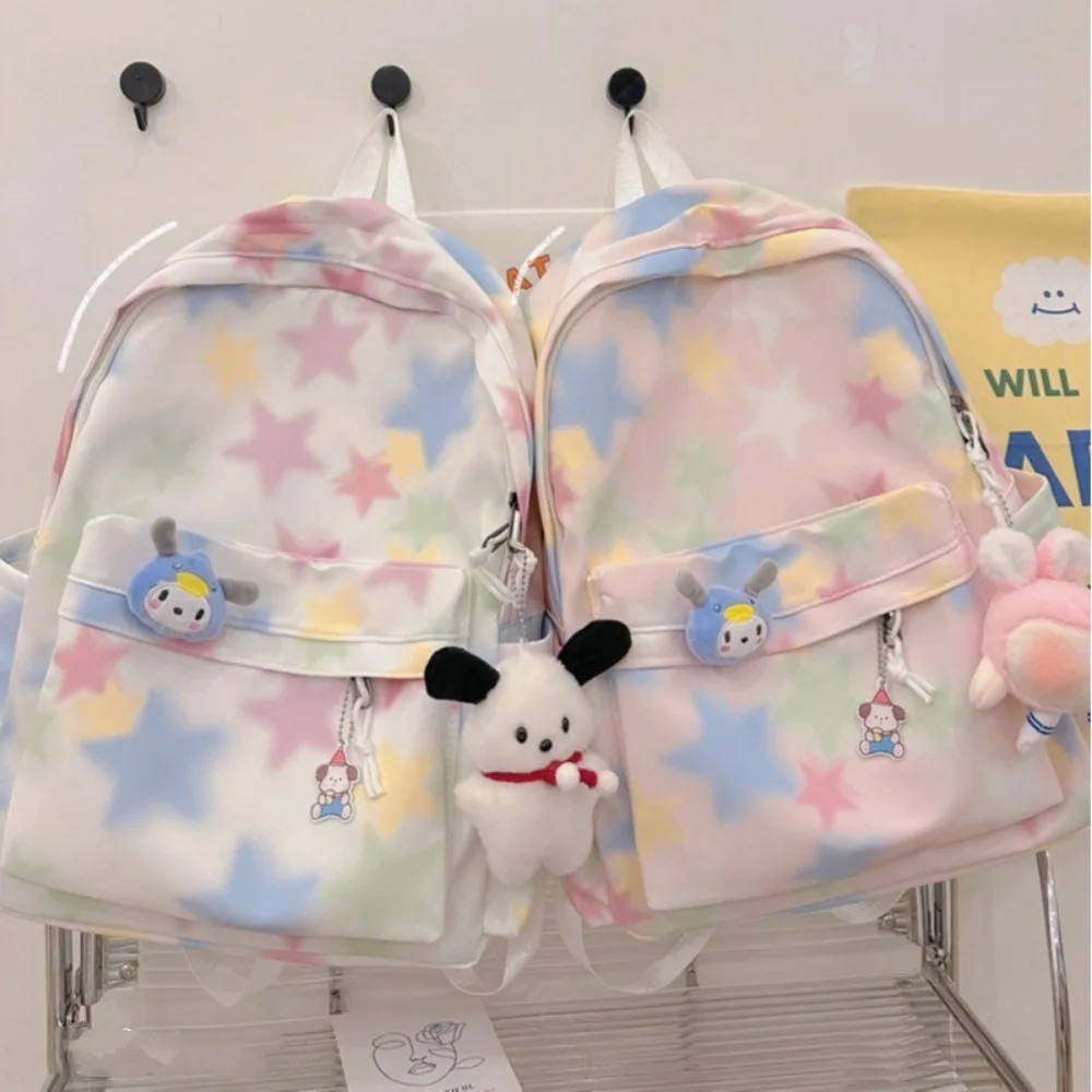 Star Printed Students Backpack Fashion Large Capacity Nylon Women Backpack Zipper Shoulder Bag Outdoor