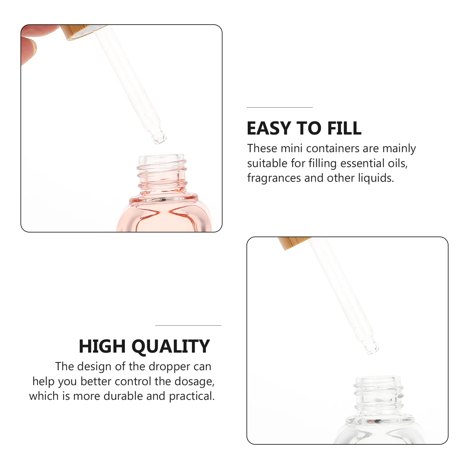 

2Pcs Glass Dropper Bottle Transparent Perfume Sample Bottle Refillable Essential Oil Container Travel Portable Liquid Dispenser