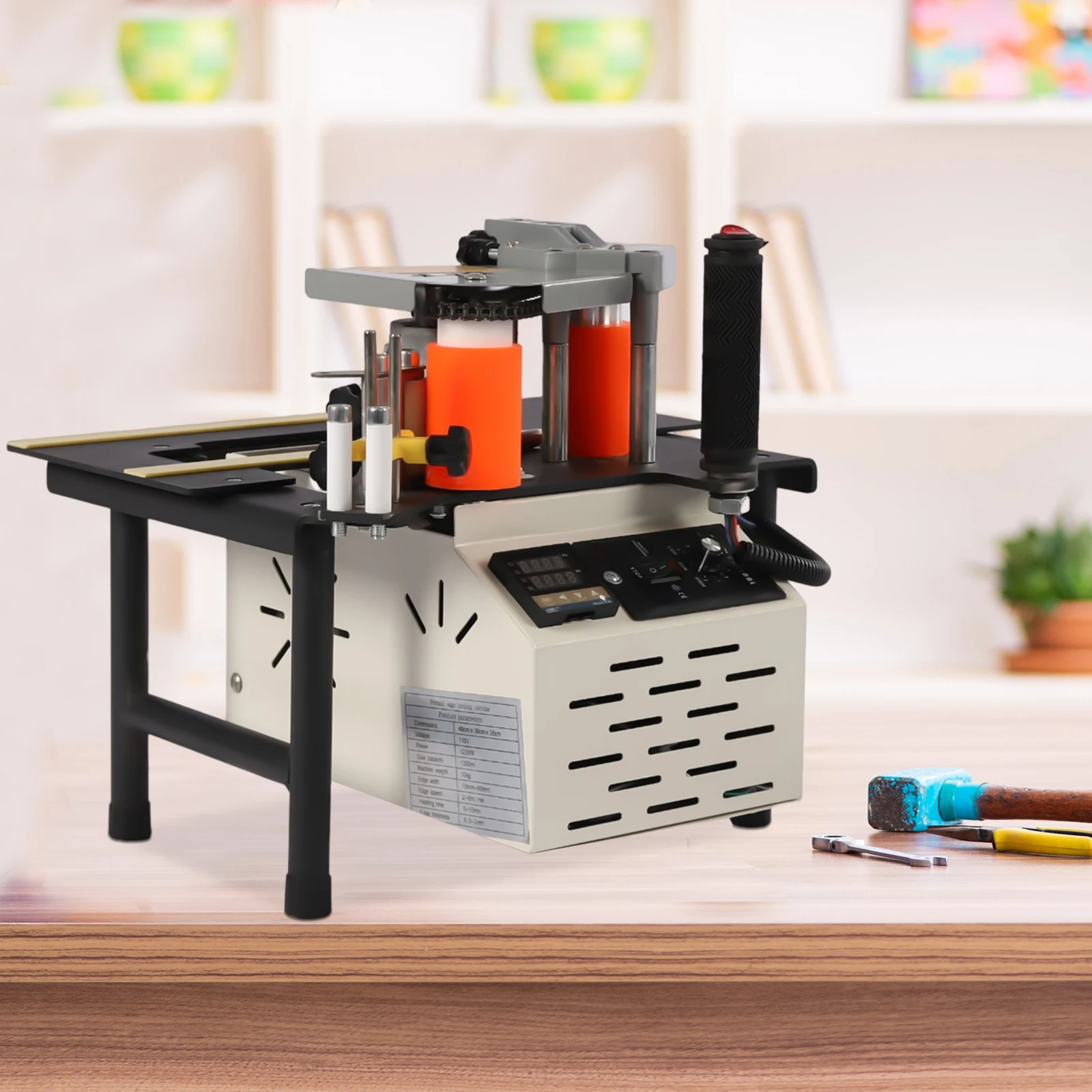 

110V Portable Edge Bander Machine, Woodworking Edge Bander Banding Machine, Curve Straight Edge Banding Machine, Adjustable Spee