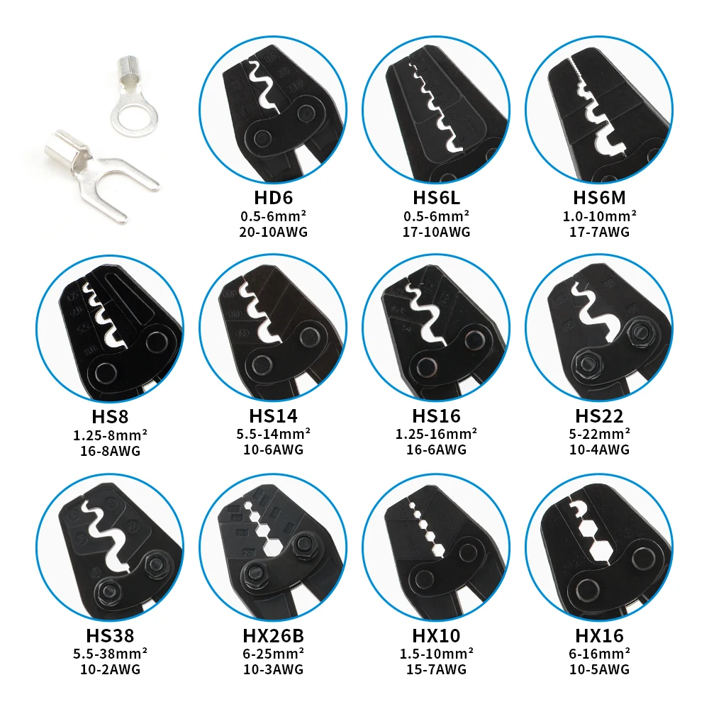 HX-10 strumenti di crimpatura del terminale a risparmio di manodopera del tipo di ruota della colonna vertebrale per 1.25-10 mm2 10-6AWG pinze di