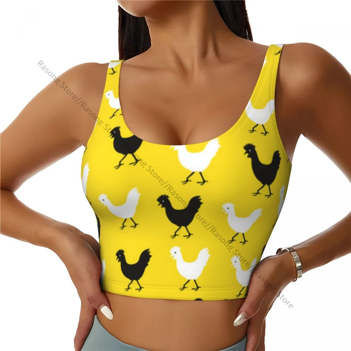 

Women Sexy Sports Vest Chicken Cute Print Female Streetwear Sport Lingerie Tee Crop Top