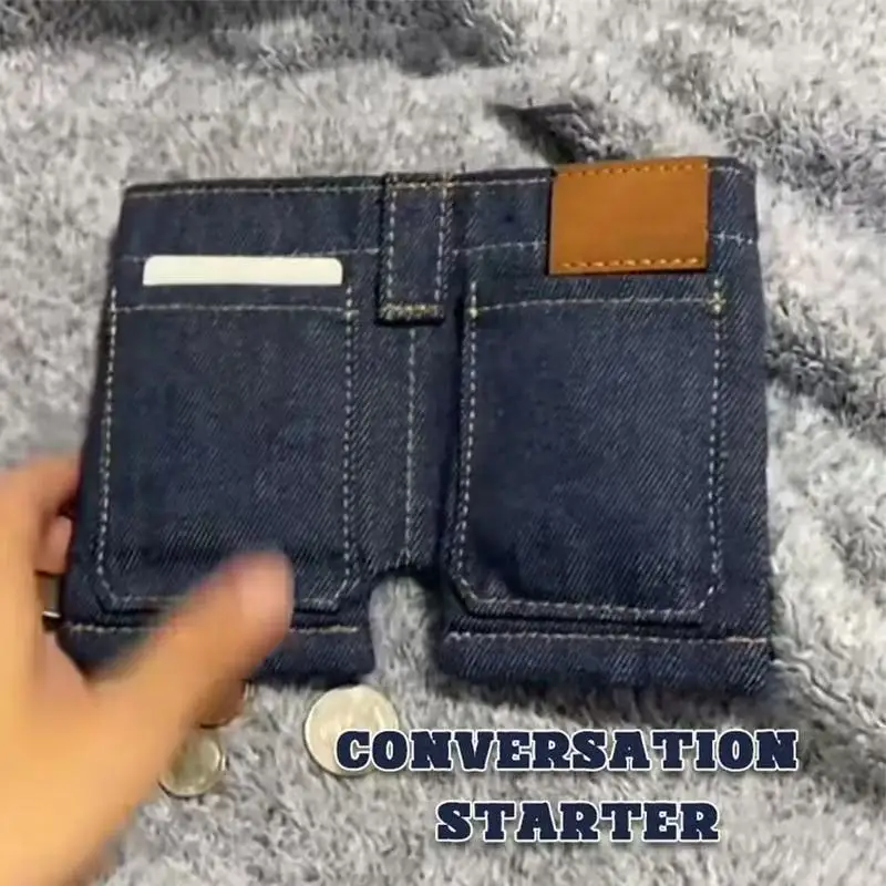 Portafoglio mini jeans Porta carte pieghevole a forma di jeans Portafogli porta carte per portafoglio da donna da uomo
