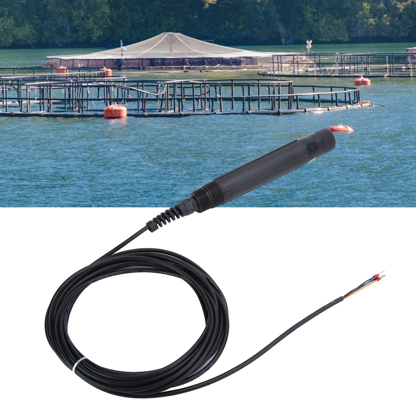 Meteran Oksigen Terlarut Sensor Detektor Meteran Oksigen Terlarut Fluoresensi Perangkat Akuakultur Tahan Air 12 ‑ 24V