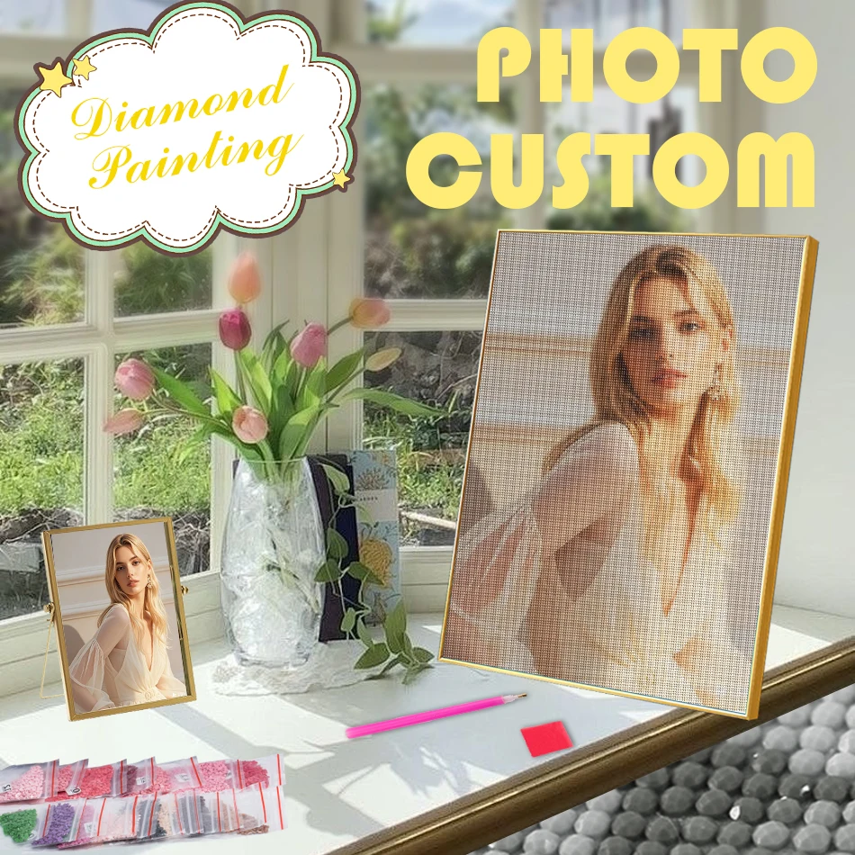 

GATYZTORY Diamond Painting Photo Custom Full Square Diamond Embroidery Cross Stitch Mosaic Rhinestones New Arrival Home Decor