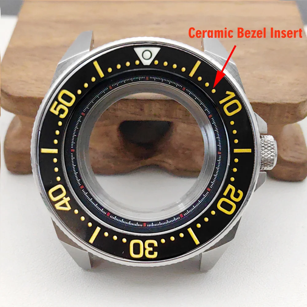 44mm Samurai Watch Case and 22mm Bracelet Part Fit For NH34 NH35 NH36 Movement Transparent Back Cover Stainless Steel Watch Case